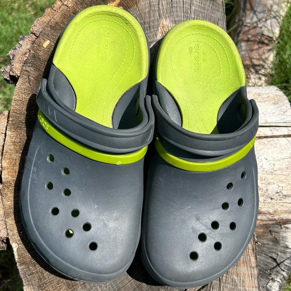 CROCS Modi Sport slip on clogs Gray & Green ventilated comfort shoes Sz-M5 W7. Q - Picture 7 of 10